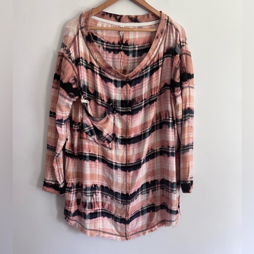 Free people Tie Dye Frayed Oversized Top